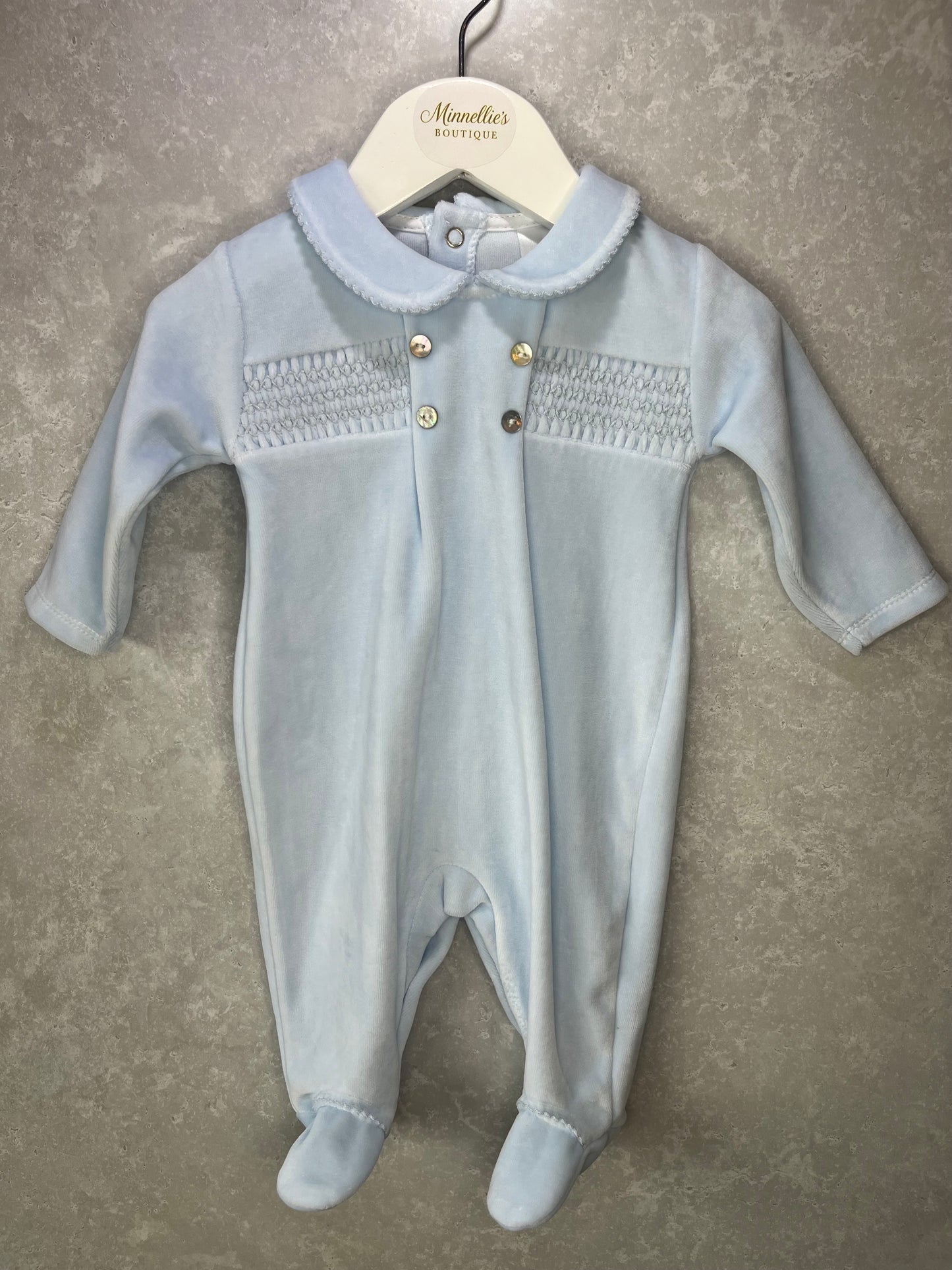 Heirloom Velour Smocked Sleepsuit