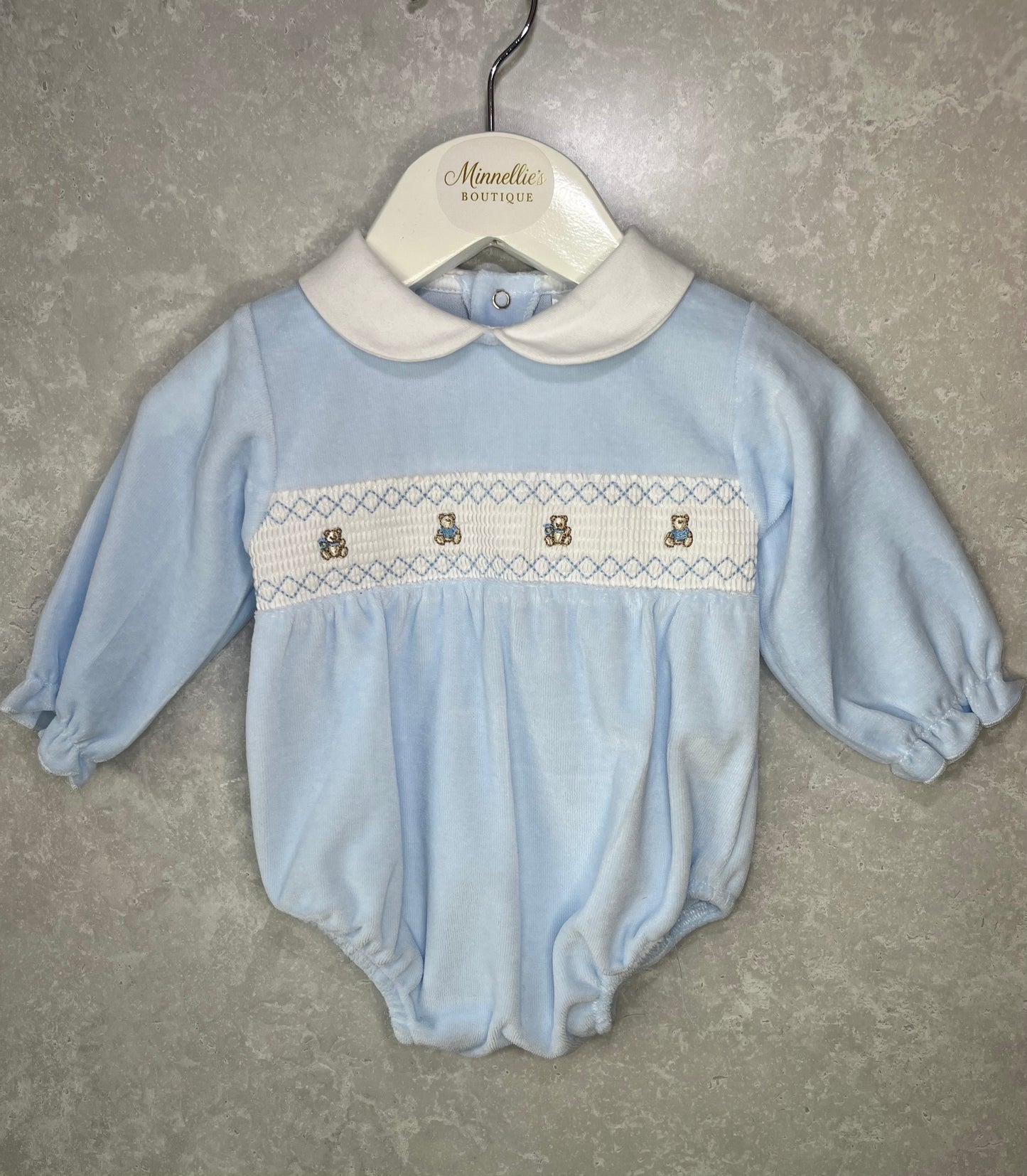 Teddy Velour Smocked Romper
