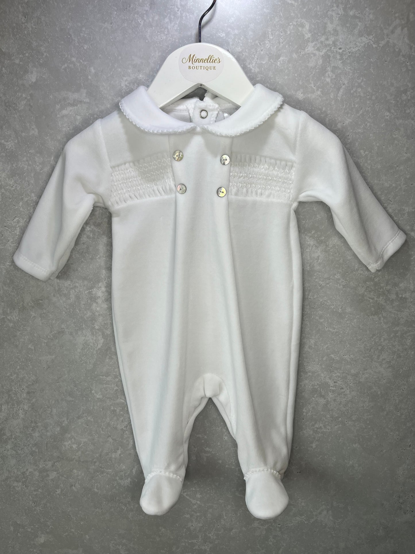 Heirloom Velour Smocked Sleepsuit