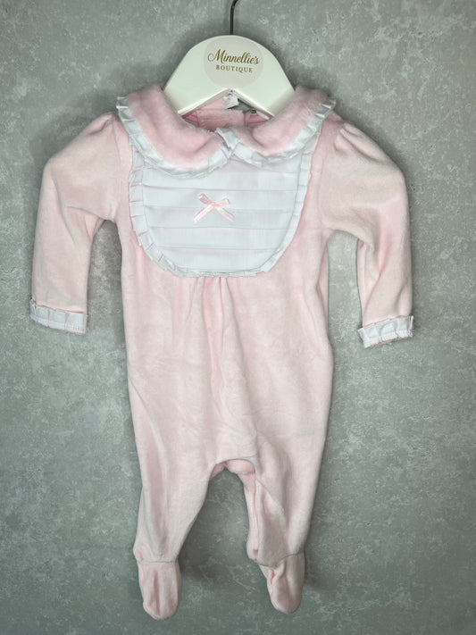 Bib Velour Sleepsuit