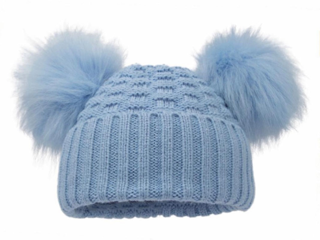 Blue Double Pom Hat