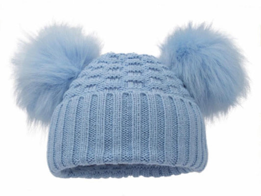 Blue Double Pom Hat