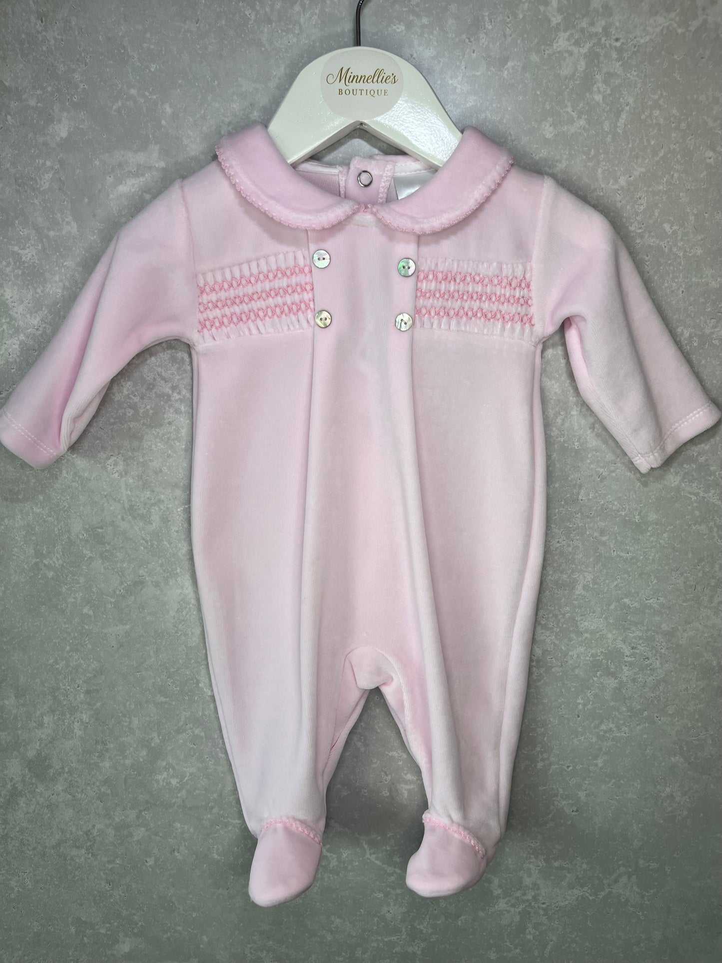Heirloom Velour Smocked Sleepsuit