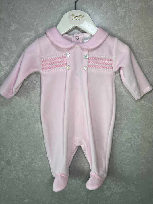Heirloom Velour Smocked Sleepsuit