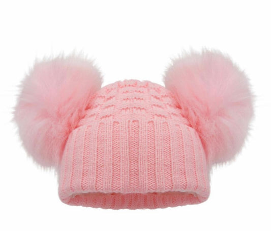 Pink Double Pom Hat