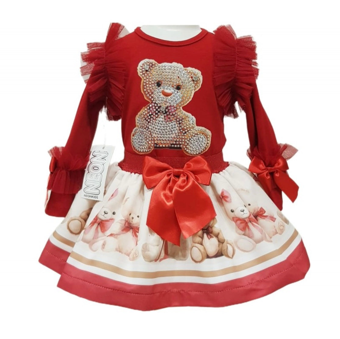 Red Teddy Top & Skirt Set