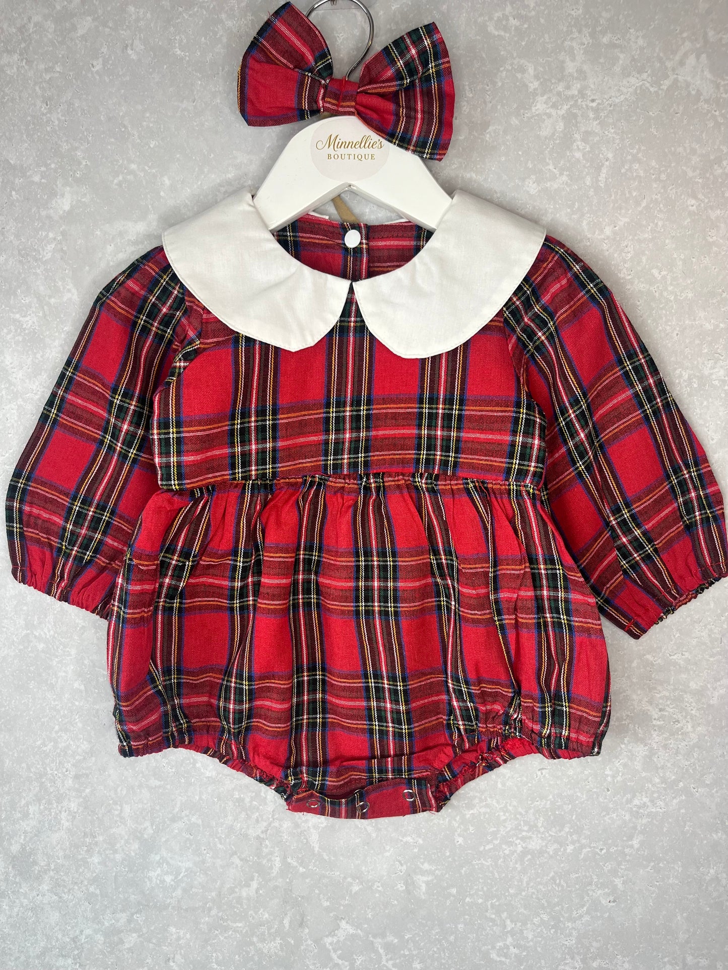 Tartan Romper With Matching Bow