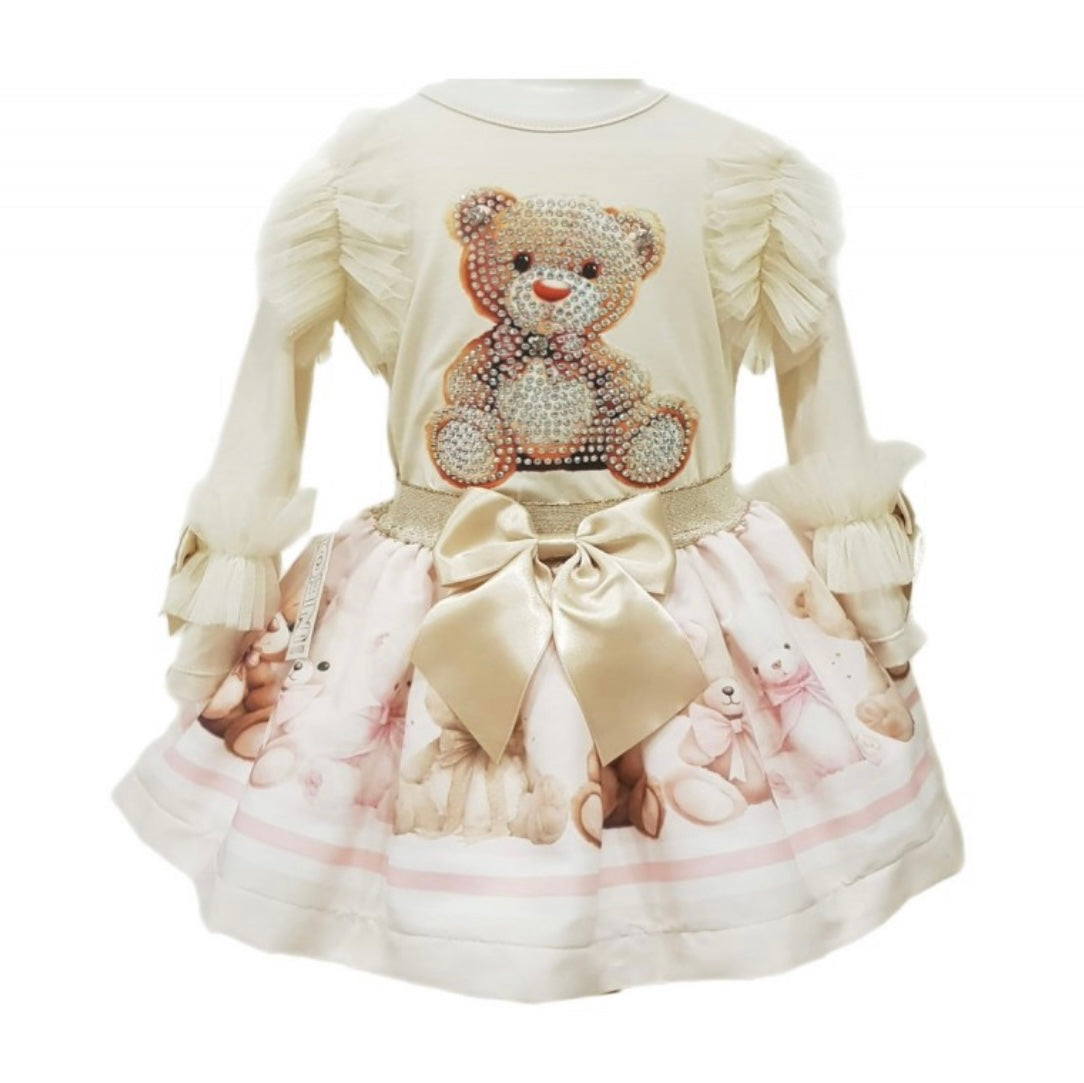 Gold Teddy Top & Skirt Set