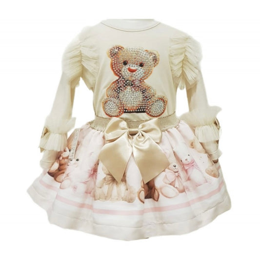 Gold Teddy Top & Skirt Set
